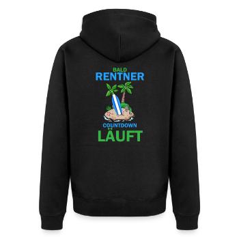 Bald Rentner - Unisex Premium Bio Zip Hoodie - Schwarz - Hinten - Nico (187cm)