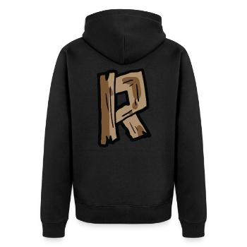 R letter wood wood letter - Unisex Premium Organic Zip Hoodie - black - Back - Nico (187cm)