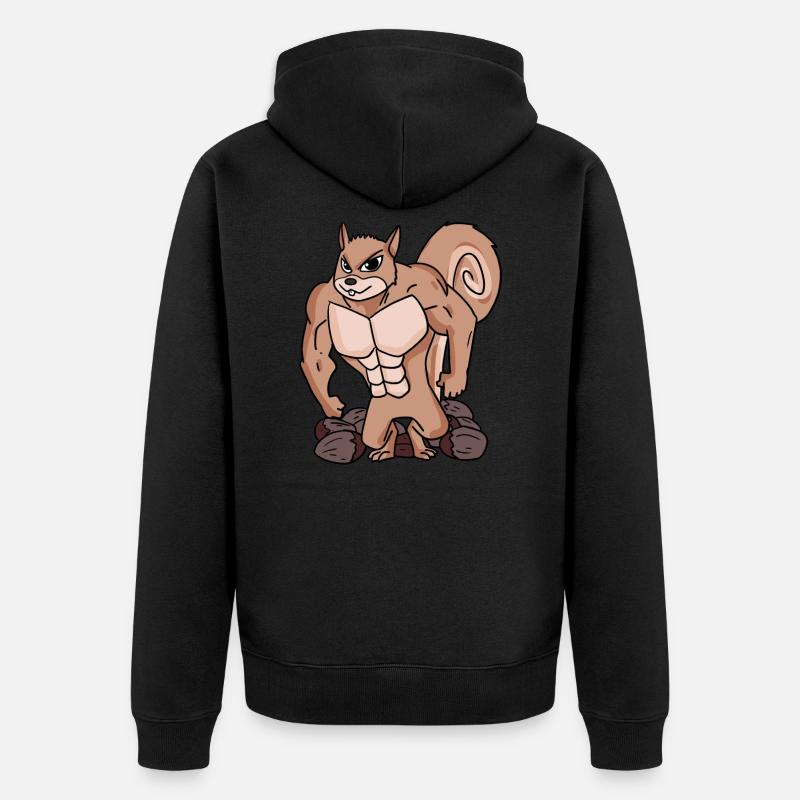 Écureuils avec muscles - Veste à capuche bio Premium Unisexe - noir