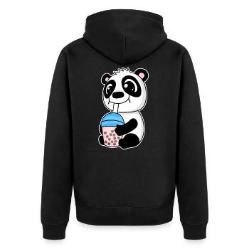 Bubble Tea Panda - Unisex Premium Bio Zip Hoodie - Schwarz - Hinten - Nico (187cm)