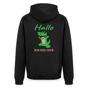 Baby Geburt Nachwuchs - Unisex Premium Bio Zip Hoodie - Schwarz - Hinten - Nico (187cm)