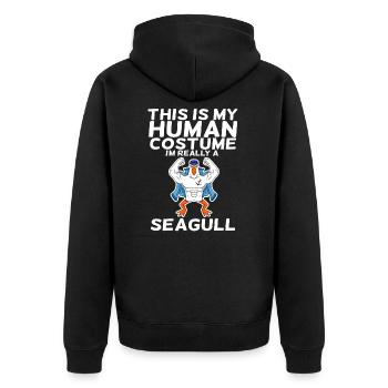 gull - Unisex Premium Organic Zip Hoodie - black - Back - Nico (187cm)