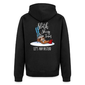 Sloth Skiing Team – Vintage Look - Unisex Premium Organic Zip Hoodie - black - Back - Nico (187cm)