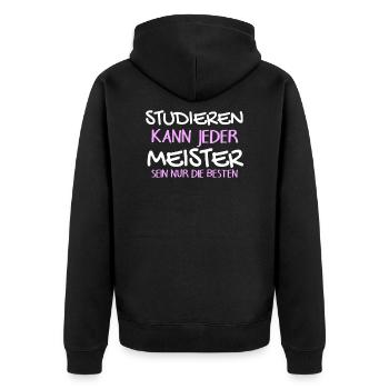 Studieren Kann Jeder - Meister Meisterprüfung - Unisex Premium Bio Zip Hoodie - Schwarz - Hinten - Nico (187cm)
