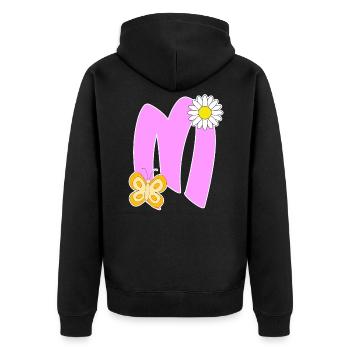 Lettre M avec papillon - Veste à capuche bio Premium Unisexe - noir - Dos - Nico (187cm)