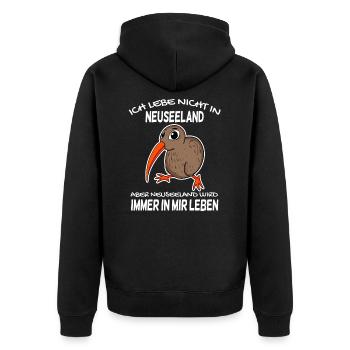 Kiwi Neuseeland - Unisex Premium Bio Zip Hoodie - Schwarz - Hinten - Nico (187cm)