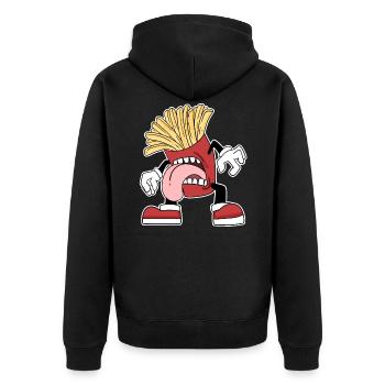 Pommes - Unisex Premium Bio Zip Hoodie - Schwarz - Hinten - Nico (187cm)