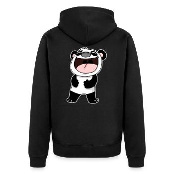 Süßer lachender Panda Bär - Unisex Premium Bio Zip Hoodie - Schwarz - Hinten - Nico (187cm)