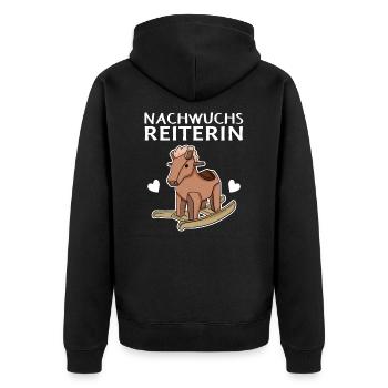 Reiterin Nachwuchs Pferd - Unisex Premium Bio Zip Hoodie - Schwarz - Hinten - Nico (187cm)