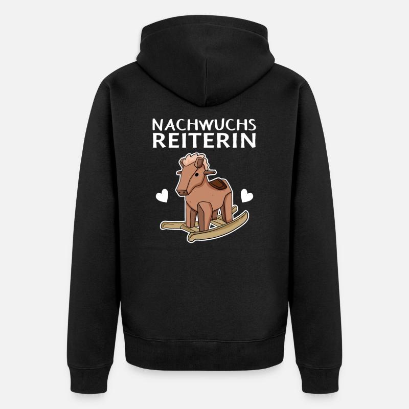 Reiterin Nachwuchs Pferd - Unisex Premium Bio Zip Hoodie - Schwarz