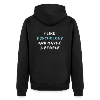 Psychologie - Unisex Premium Bio Zip Hoodie - Schwarz - Hinten - Nico (187cm)