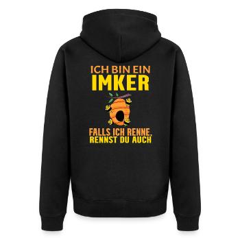 Imker Honig Imkerei - Unisex Premium Bio Zip Hoodie - Schwarz - Hinten - Nico (187cm)