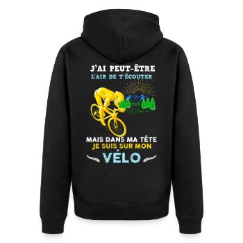 Cycliste Retraité idée cadeau passion vélo - Veste à capuche bio Premium Unisexe - noir - Dos - Nico (187cm)