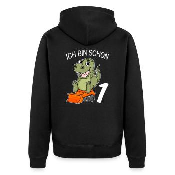1. Geburtstag Dinosaurier Baustelle Fahrzeug - Unisex Premium Bio Zip Hoodie - Schwarz - Hinten - Nico (187cm)