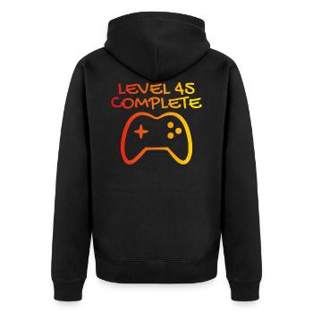 45. Geburtstag Level 45 Complete - Unisex Premium Bio Zip Hoodie - Schwarz - Hinten - Nico (187cm)