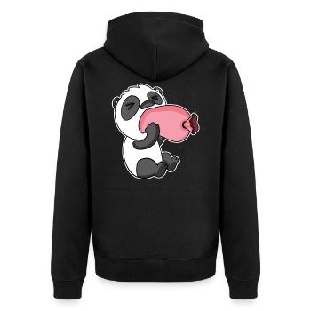 Panda with sausage - Unisex Premium Organic Zip Hoodie - black - Back - Nico (187cm)