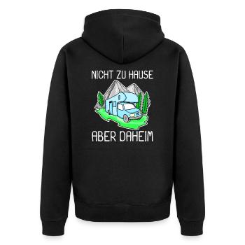 Wohnmobil Blau - Unisex Premium Bio Zip Hoodie - Schwarz - Hinten - Nico (187cm)