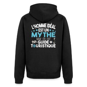 Guide touristique touriste cadeau métier humour - Veste à capuche bio Premium Unisexe - noir - Dos - Nico (187cm)