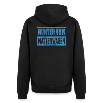 Runter vom Mattenwagen Sportlrhrer Trainer - Unisex Premium Bio Zip Hoodie - Schwarz - Hinten - Nico (187cm)