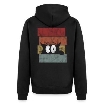 Chat chat rétro chat miau chat - Veste à capuche bio Premium Unisexe - noir - Dos - Nico (187cm)