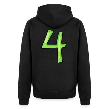 Number 4 Green - Unisex Premium Organic Zip Hoodie - black - Back - Nico (187cm)