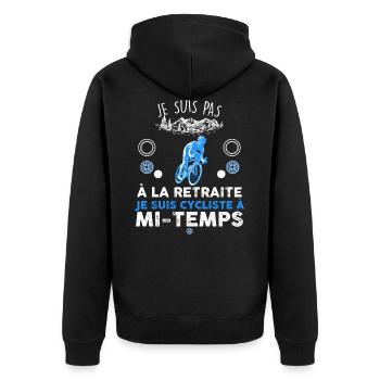 Cycliste homme retraite. cadeau fan de vélo - Veste à capuche bio Premium Unisexe - noir - Dos - Nico (187cm)