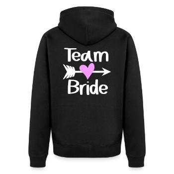 Team Braut - Unisex Premium Bio Zip Hoodie - Schwarz - Hinten - Nico (187cm)