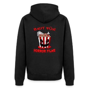 Horrorfilm Horror Film Popcorn Geschenk - Unisex Premium Bio Zip Hoodie - Schwarz - Hinten - Nico (187cm)