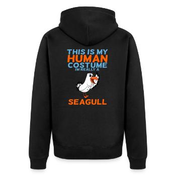 gull - Unisex Premium Organic Zip Hoodie - black - Back - Nico (187cm)