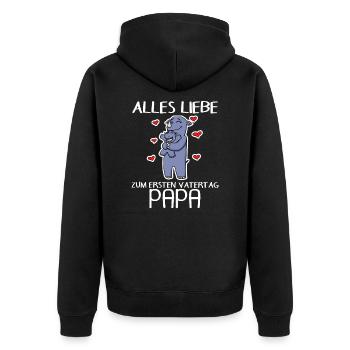 Vatertag - erster Vatertag - Unisex Premium Bio Zip Hoodie - Schwarz - Hinten - Nico (187cm)