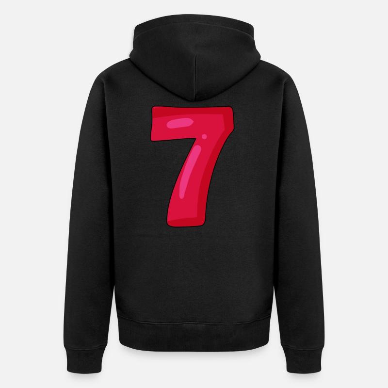 Numéro 7 - Nombre 7 - Veste à capuche bio Premium Unisexe - noir