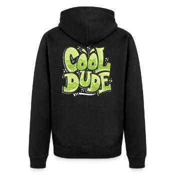 cool dude - Unisex Premium Organic Zip Hoodie - black - Back - Nico (187cm)