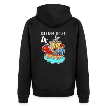 4. Geburtstag Geburtstagskind Piratenschiff - Unisex Premium Bio Zip Hoodie - Schwarz - Hinten - Nico (187cm)