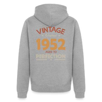vintage 1952 cadeau humour anniversaire 70 ans - Veste à capuche bio Premium Unisexe - gris chiné - Dos - Nico (187cm)