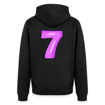 7 violet - Veste à capuche bio Premium Unisexe - noir - Dos - Nico (187cm)