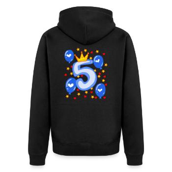 5ème Anniversaire Jeunes Ballons Couronne Étoiles - Veste à capuche bio Premium Unisexe - noir - Dos - Nico (187cm)