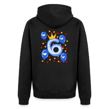 6ème anniversaire jeunes ballons de couronne étoiles - Veste à capuche bio Premium Unisexe - noir - Dos - Nico (187cm)