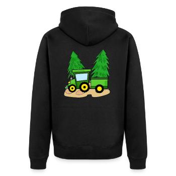 Tractor with trailer - Unisex Premium Organic Zip Hoodie - black - Back - Nico (187cm)