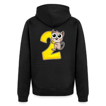 2 Jahre - Tarsier - Koboldmaki - 2. Geburtstag - Unisex Premium Bio Zip Hoodie - Schwarz - Hinten - Nico (187cm)