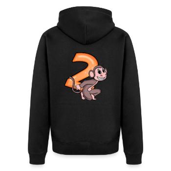 2 Jahre - Affe - 2. Geburtstag Motiv - Unisex Premium Bio Zip Hoodie - Schwarz - Hinten - Nico (187cm)