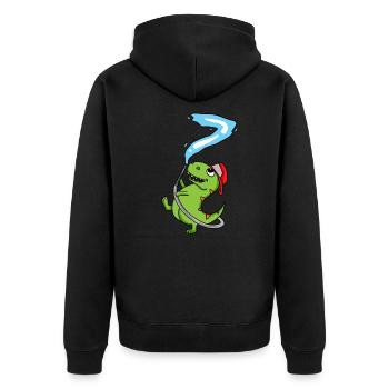 7th Birthday Dinosaur Fire Brigade Gift - Unisex Premium Organic Zip Hoodie - black - Back - Nico (187cm)