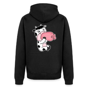 Vache charcuterie motif drôle - Veste à capuche bio Premium Unisexe - noir - Dos - Nico (187cm)