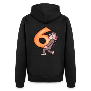 6. Birthday Monkey Boy 6 Years Gift - Unisex Premium Organic Zip Hoodie - black - Back - Nico (187cm)