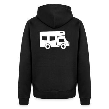 Wohnwagen Wohnmobil Camping Camper - Unisex Premium Bio Zip Hoodie - Schwarz - Hinten - Nico (187cm)