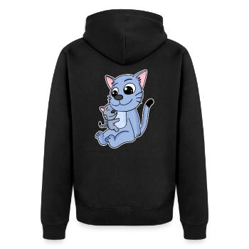 Katze Familie - Katze mit Baby - Katze - Unisex Premium Bio Zip Hoodie - Schwarz - Hinten - Nico (187cm)