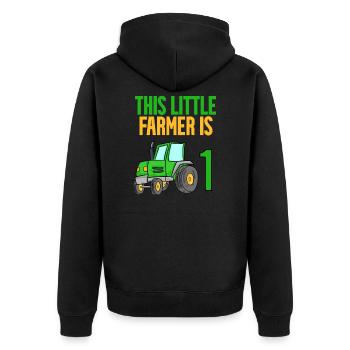 Tractor 1 year boy 1st birthday son - Unisex Premium Organic Zip Hoodie - black - Back - Nico (187cm)