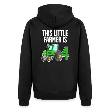 Tractor 4 years Boy 4th birthday son - Unisex Premium Organic Zip Hoodie - black - Back - Nico (187cm)