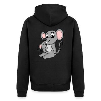 Famille de souris - Souris avec bébé - Souris - Veste à capuche bio Premium Unisexe - noir - Dos - Nico (187cm)