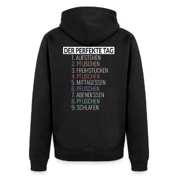 Der Perfekte Tag Pfuschen - Unisex Premium Bio Zip Hoodie - Schwarz - Hinten - Nico (187cm)