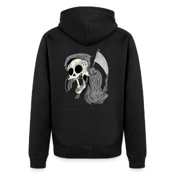 La Faucheuse rit drôlement - Veste à capuche bio Premium Unisexe - noir - Dos - Nico (187cm)